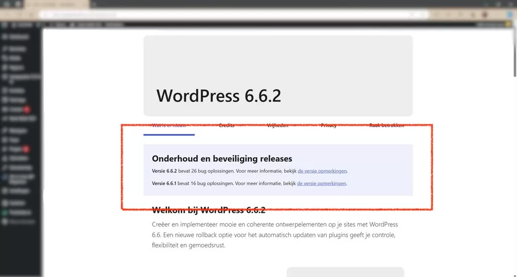 website in onderhoud met WordPress
