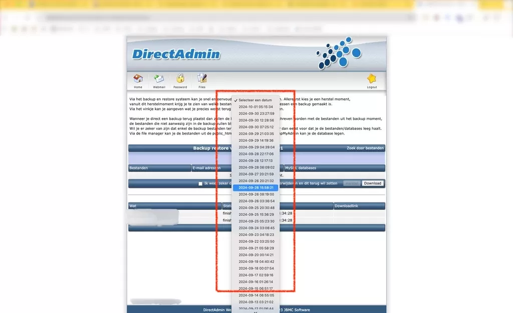 website onderhoud met back-ups